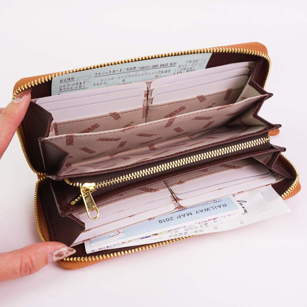 Snoopy Women's Long Wallet with Round Zipper, Cute Charlie Brown Design, Simple and Cute Snoopy Character Design, Large Capacity, Long Wallet (Camel)
