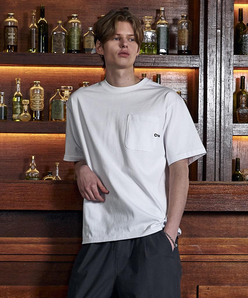 MAGOODGAN Swagver 3593 Buttonhole Semi-Overfit Off-White Short Sleeve Tee