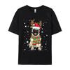 Vintage T Shirt Unisex Cute Pug Dog Christmas Lights Funny Xm Tshirt Fitness Cotton Unisex Tees Printing Funny T Shirts
