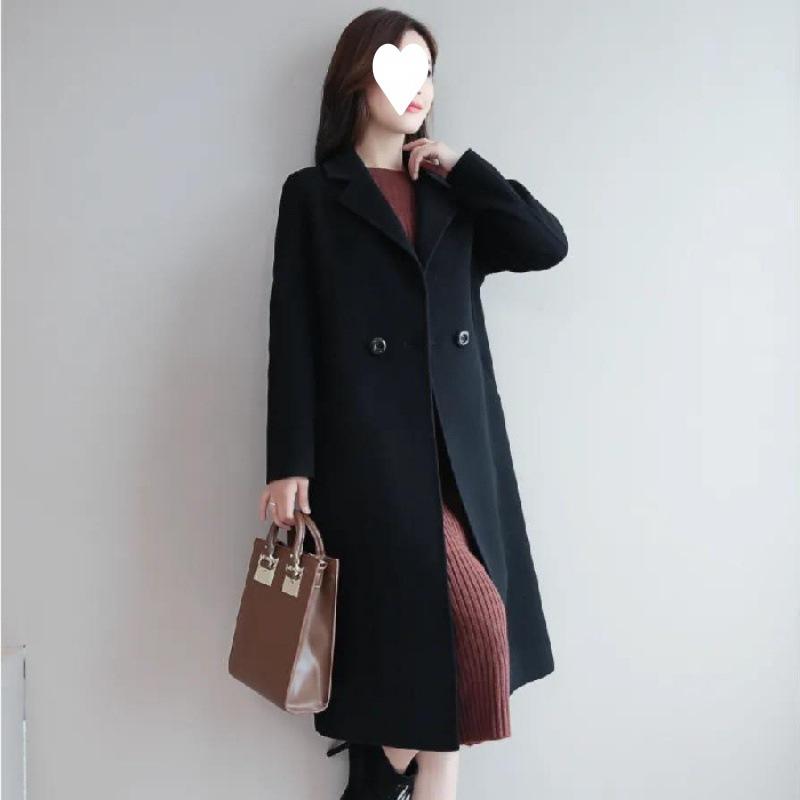 New Coat Spring and Autumn Medium and Long Large Size Woolen Korean Version Loose Woolen Coat Women