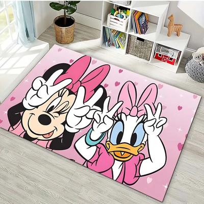 Roztomilý vzor Minnie Mouse a Kačička Daisy Kobercový koberec do spálne obývacej izby dievčenskej izby Podložka na podlahu Plošný koberec Ružová dekorácia izby