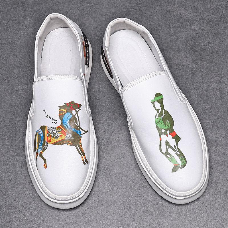 Neuankömmling Herren Weiße Druckmuster Fahrschuhe Herren Slipper Loafers Walking Sneaker Tenis Masculino