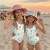 Girls One Piece Swimsuit Summer Hawaiian Print Beachwear Lightweight Comfortable Swimwear for Kids Pool Party Water Activities