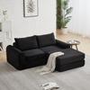Corduroy 2-in-1 Sofa Bed with Two Pillows, Stylish Curved Armrests, Removable Footstool, Modular Sofa for Flexible Arrangement