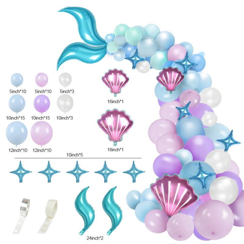 1Set Mermaid Tail Balloon Garland Arch Mermaid Theme Birthday Party Decorations Supplies Under the Sea Little Mermaid