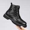 Herrenmode Vintage Lederstiefel Mode High-Top Rutschfeste Freizeitstiefel Britischer Stil Schnürstiefel Bequeme Plateaustiefel für Herren