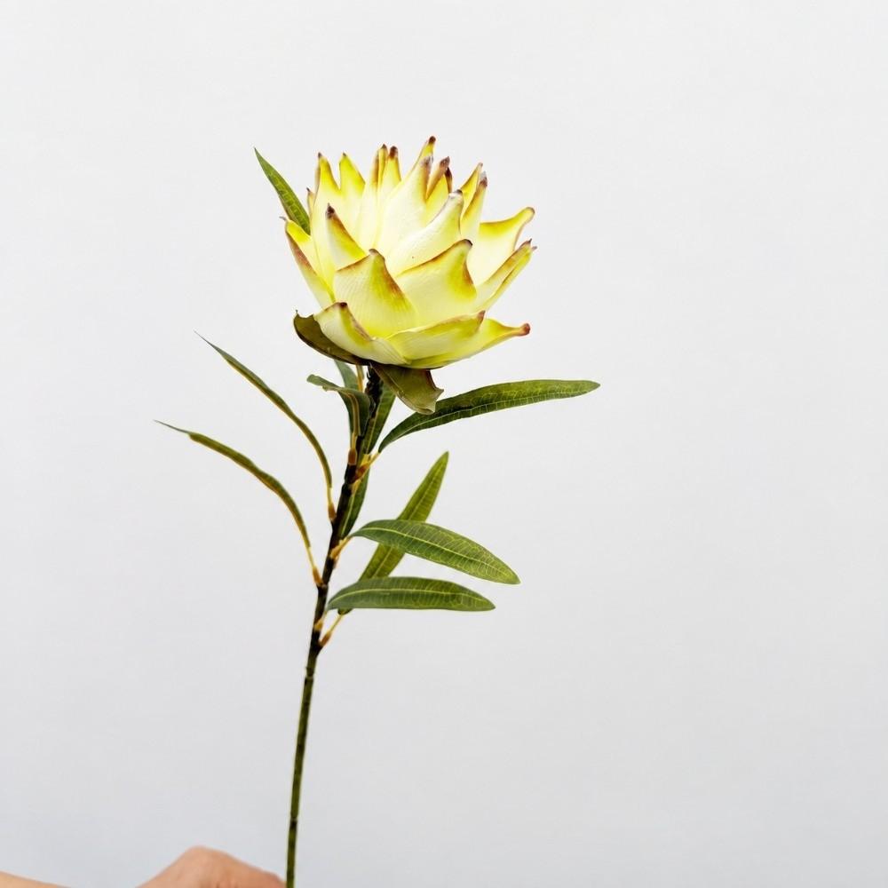 Floral Display Artificial Emperor Protea Flowers Flocked Faux Thistle Flowers Flower Arrangement