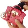 Porta-moedas de Couro PU com Chaveiro de Franja Mini Bolsa com Padrão de Avestruz Portátil Porta-Chaves de Batom Joia da Moda Bolsa para Chaves
