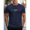 Summer Round Neck ITALIA Pattern Printed Top Fashionable Casual Pure Cotton Short Sleeved Men's T-shirts
