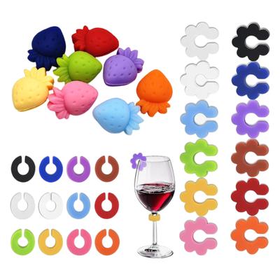 Reusable Silicone Glass Markers Set for Wine Glasses and Cocktails In Vibrant Color Suitable for Parties and Event