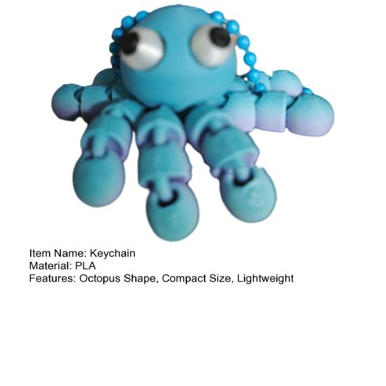 Keychain Pendant Octopus Shape 3D Printed Movable Joints Flexible Keychain Schoolbag Pendant Decompress Toy Souvenir