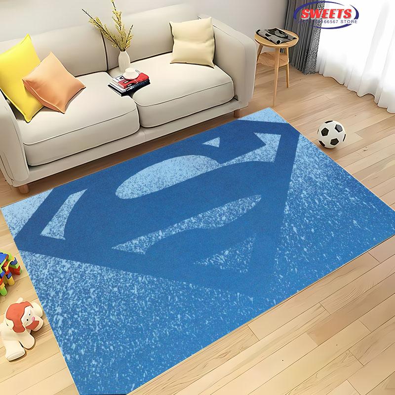 New Shelves! 3D Classic DC Logo Carpet, Living Room Bedroom Office Area Children's Room of Choice, Non-slip Machine Washable Mat