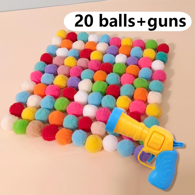 Creative Mini Shooting Gun Cat Toy Interactive Launch Training Stretch Plush Ball Game For Pet Kitten Fun Play Pet Supplies