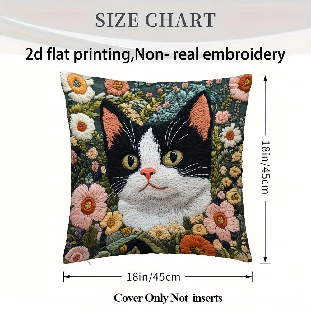 Bohemian Plush Pillow Cover with Charming Kittens Design, 45x45 Cm - Perfect for Living Room or Bedroom Decor