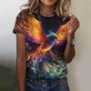 Letní Phoenix Trička s 3D tiskem Ženy Streetwear Neformální Móda Zvíře Y2k Tričko s krátkým rukávem Tričko s výstřihem do O Trička Topy Oblečení