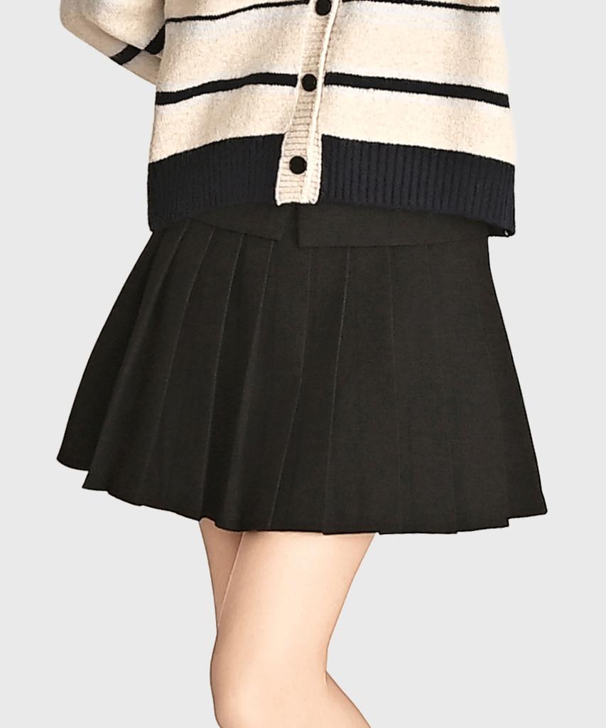 Keulleiseu Pleated Skirt Belt Set_Black