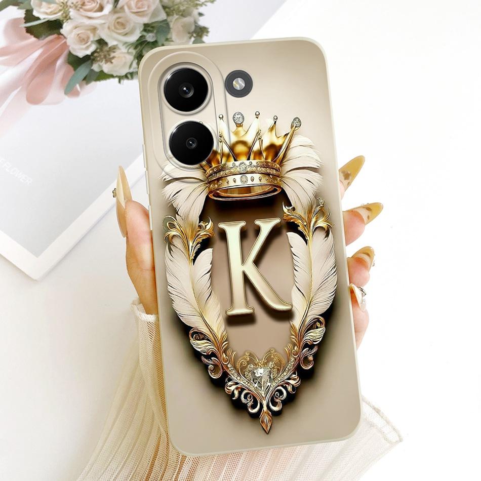 For Xiaomi Poco X8 Pro / X8 Pro Max Feather Crown Initial Letter Phone Case For Poco X8Pro X 8 Pro Max 5G Soft Silicone Cases