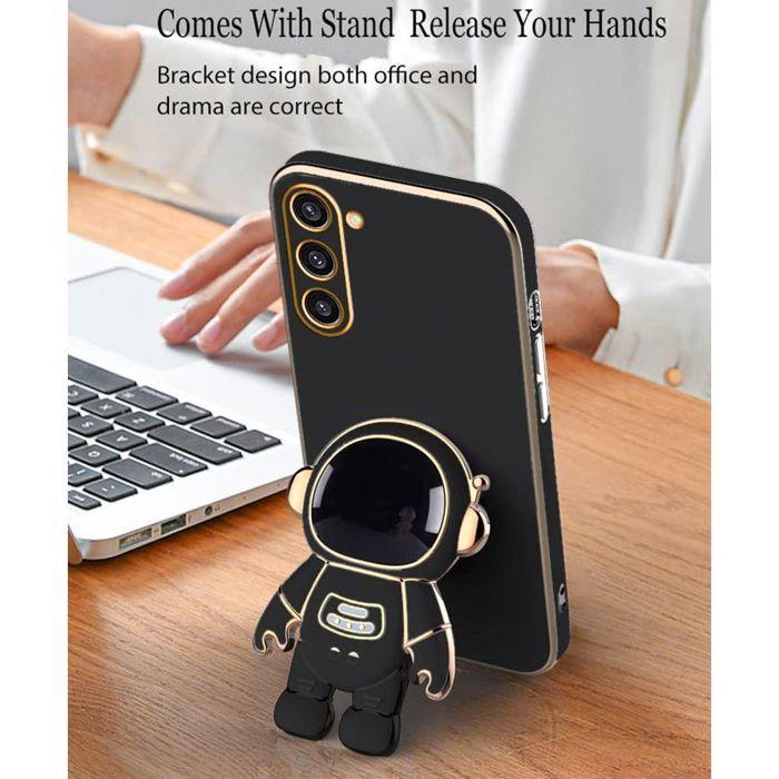 Case for Samsung Galaxy A37 5G, Slim Anti-Scratch Silicone with Astronaut Pattern Stand - Black