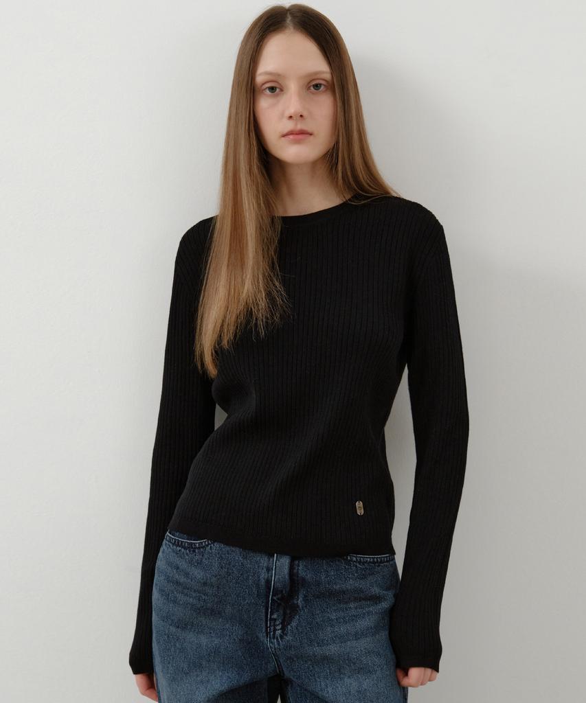 Wednesday Oasis For Woman Relaxed Basic Long Sleeve Knit_Black(Wc25-Kn58)