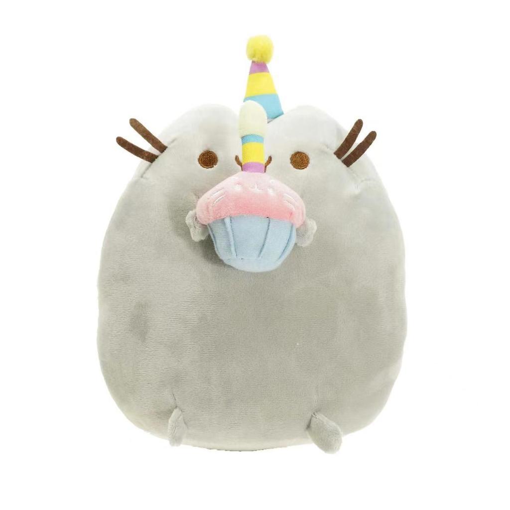 Plush Fat Grey Cat Toy: Sandwich, Ice Cream, Donut, Pizza & Hamburger Themes