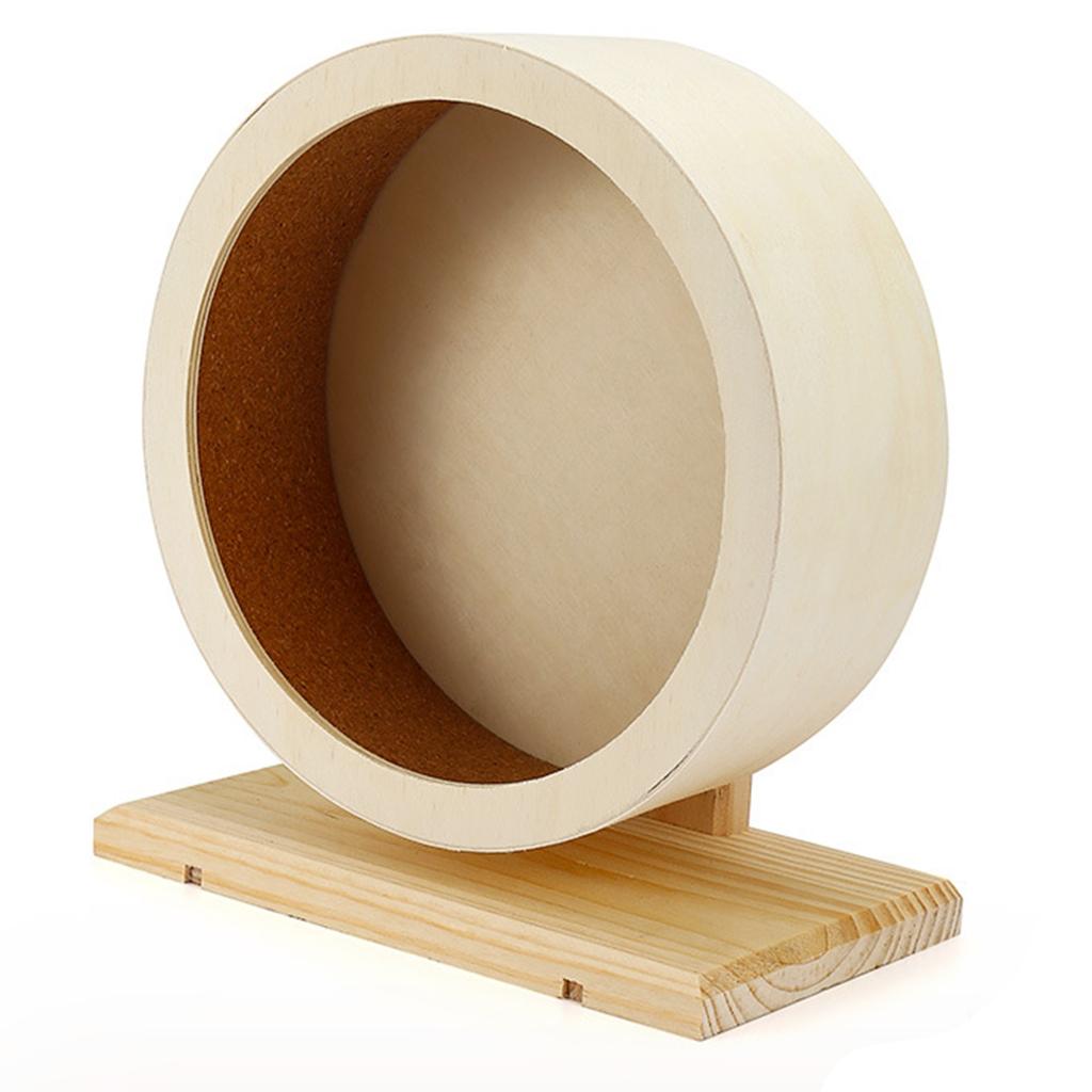 Quiet Wood Hamster Running Wheel with Corks Lining for Safe and Comfortable Small Pet Exercise Entertainment Roller Toy