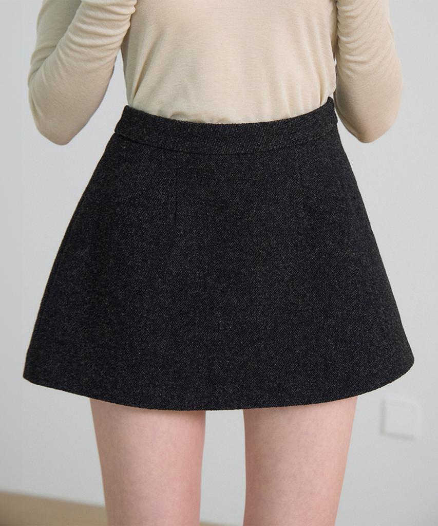 Bember Basic Wool Mini Skirt_Charcoal