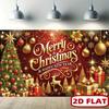 2D Xmas Party Backdrop Red Gold Ornaments Reindeer Photo Booth Background