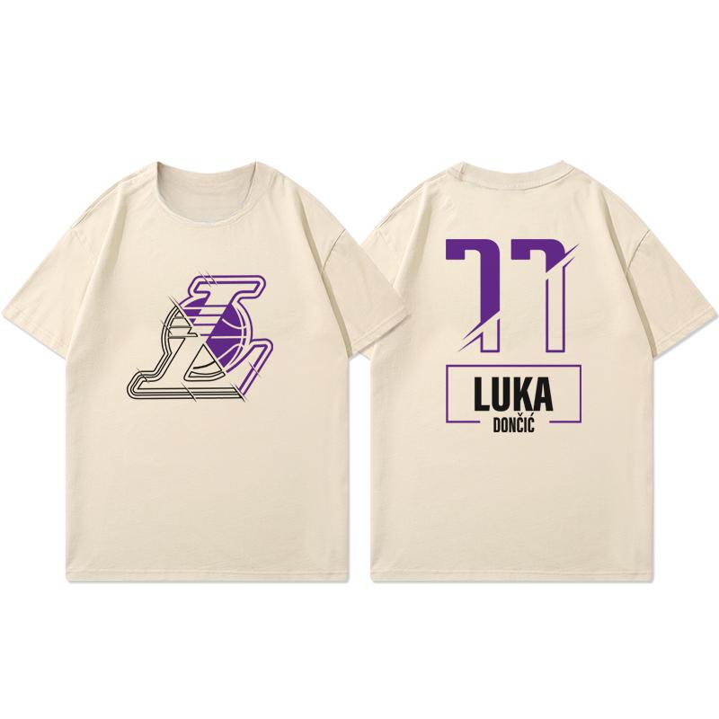 Tricou cu Mânecă Scurtă Lakers Luka Doncic pentru Femei și Bărbați Costum American de Antrenament Baschet Bumbac Larg Casual Mânecă Jumătate