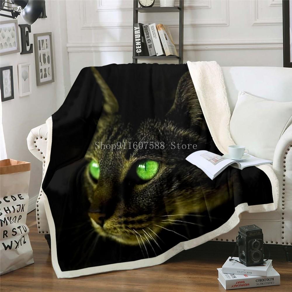 Niedliche schlafende Katze 3D-gedruckte Wolldecke Picknick Extra dick Modische Laken Katzen Haustier Kinder Kinder Sherpa Überwürfe