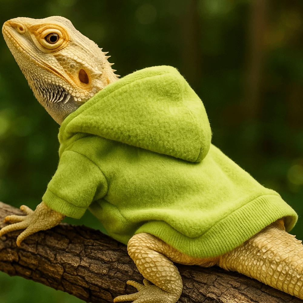 Ferret Hoodie Warm Lizards Clothes Windproof Solid Color Bearded Dragon Hoodie Soft Pet Coat Jacket Photo Party