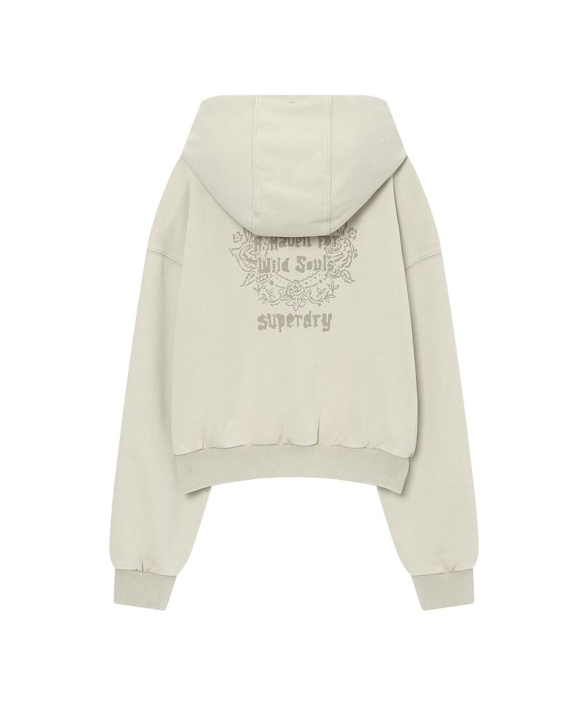 Syupeodeulai Women'S Washed Zip-Up Hoodie Beige Sdfmzaq08Beg