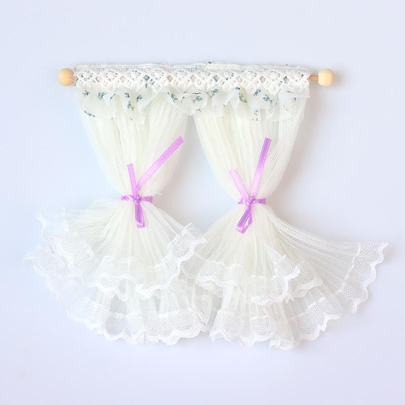1/12 Micro Scene Decor Dollhouse Lace Curtains Model Dollhouse Bedroom Living Room Decoration Dolls House Furniture Accessories