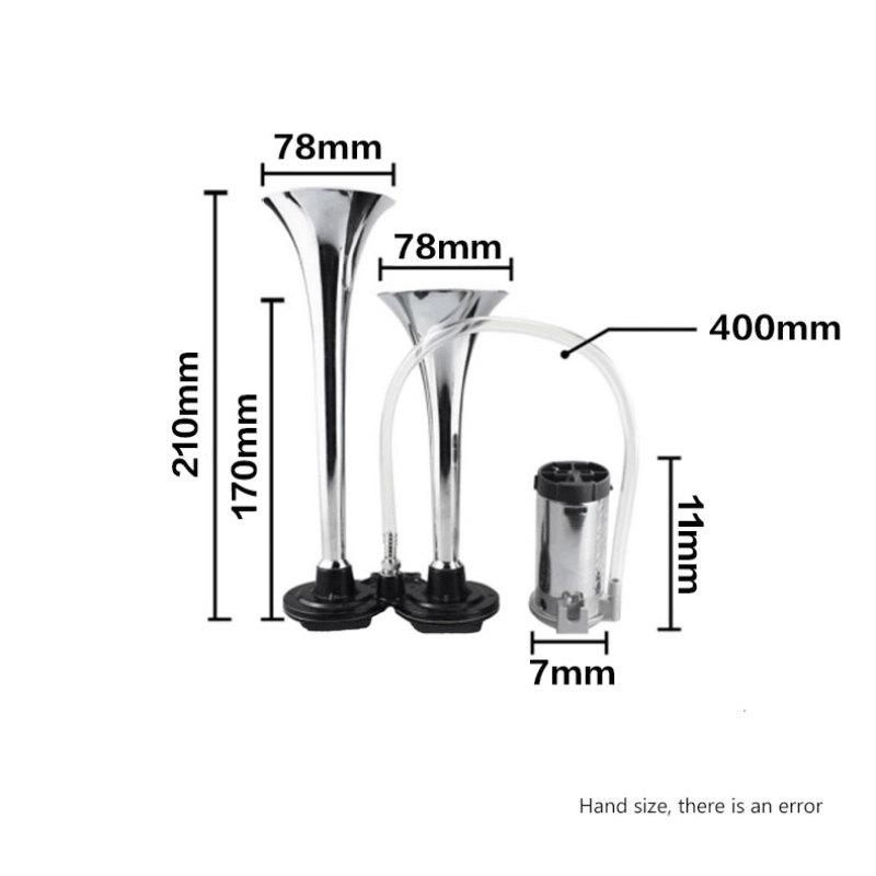 12V/24V 110dB Super Loud Auto Car Dual Tone Air Horn Set with Trumpet Compressor for Motorcycle Car