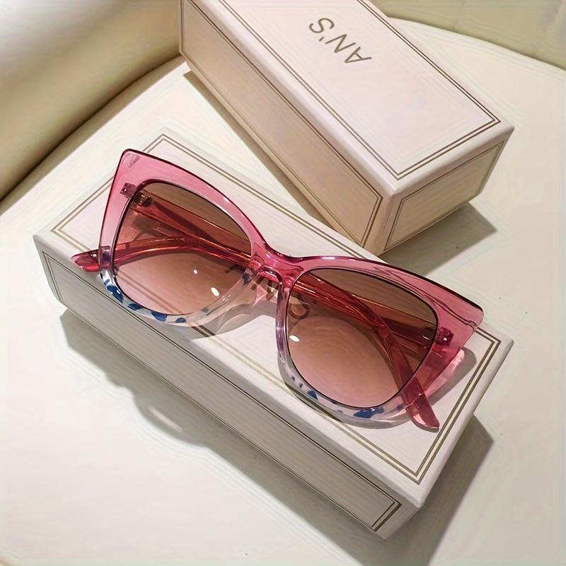 Lunettes de soleil œil de chat pour femmes, boîte, couleur dégradée simple, assortiment de couleurs - Lunettes de mode Joker