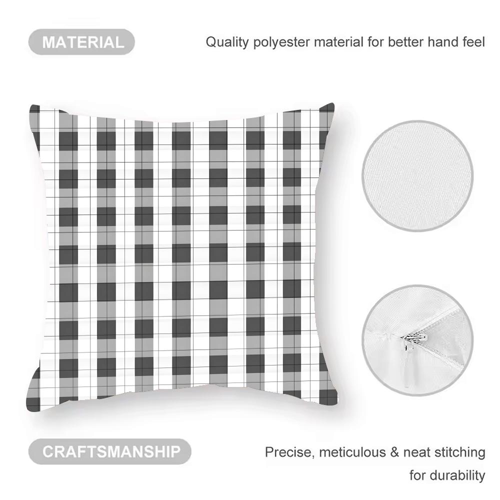 Black-and-white Pattern Cushion Cover Anti-dustmite Pillowcase Invisible Zipper Silky Short Plush Sofa Cushion Cover