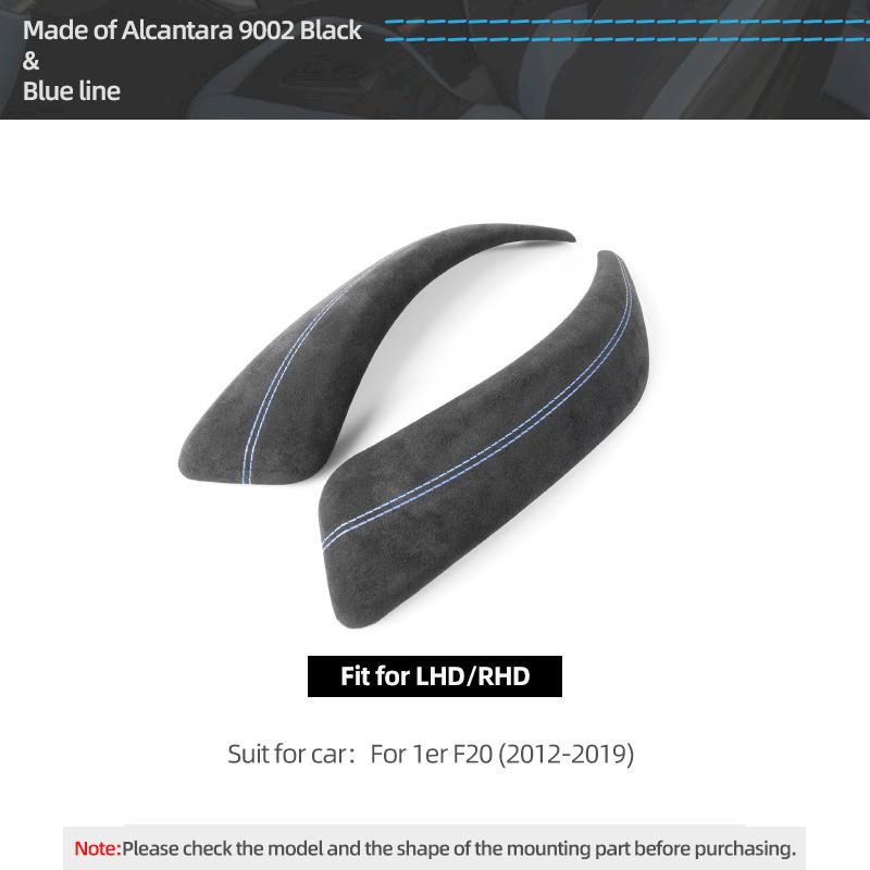 Betterhumz For BMW F20 2012-2019 Car Interior Door Pull Handle Armrest Trim Panel Cover Made of Alcantara ABS 2pcs Accessories