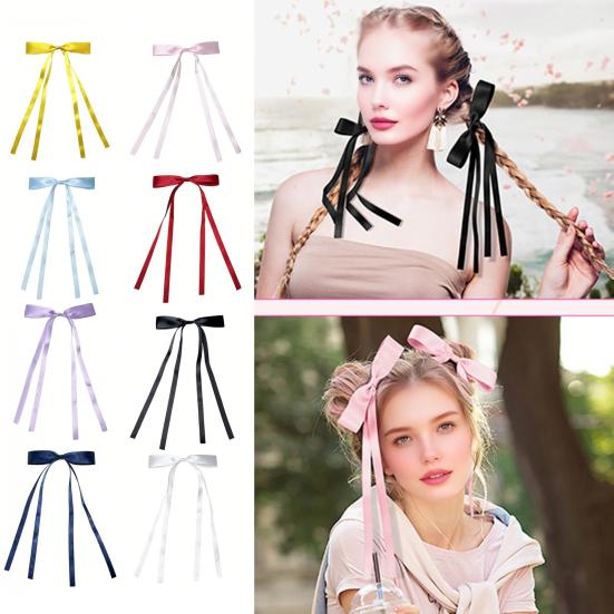 Girl Hair Pin Long Ribbon Bowknot Decor Hairpin Back Head Decorative Hair Clip Metal Pins Valentine Day Hair Accessories