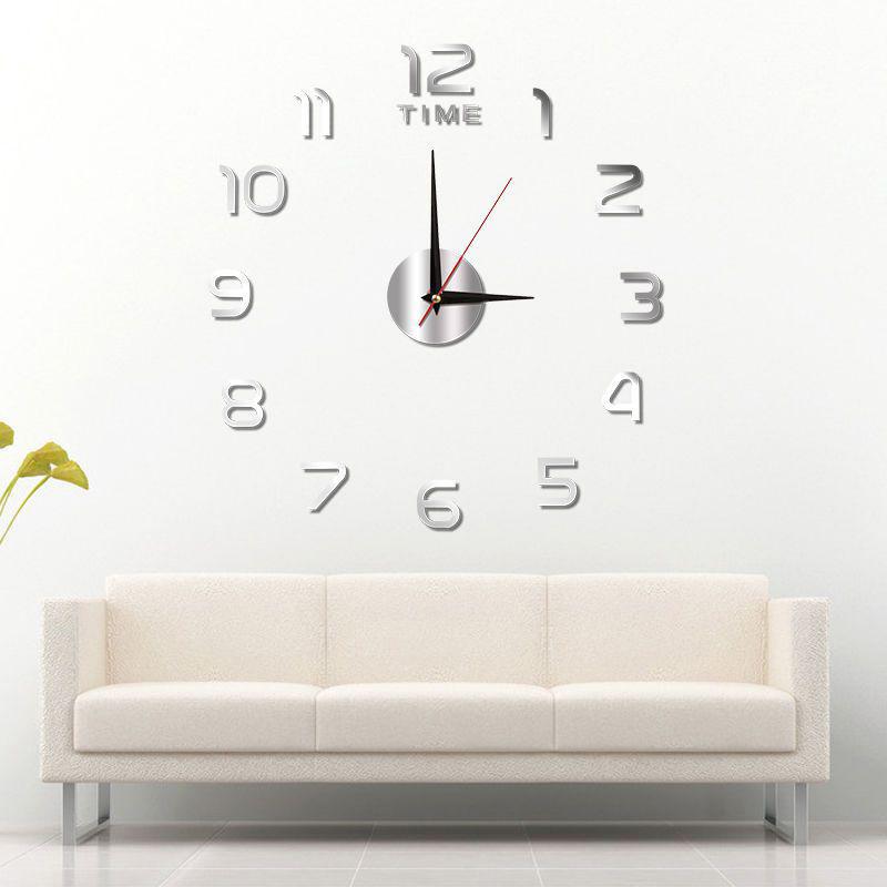 Bedroom Decoration Clock Large 2D Wall Clock Living Room Large Garden Acrylic Mirror Sticker Decoration Art Decor Clocks Digital