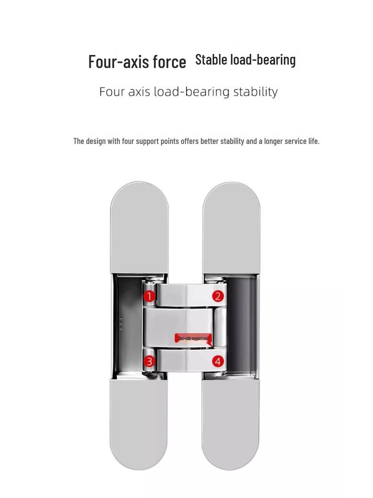 3D Adjustable 180° Concealed Invisible Folding Door Hinge