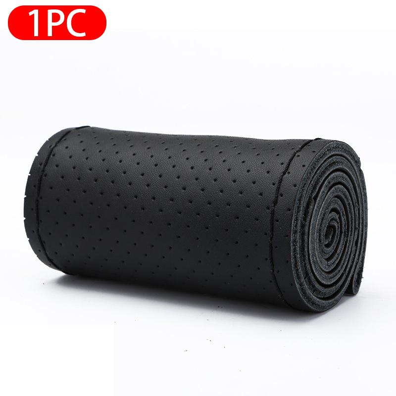 Seametal Genuine Car Leather Steering Wheel Cover Diy Braid Case Needles Thread Fit For 38cm Diameter