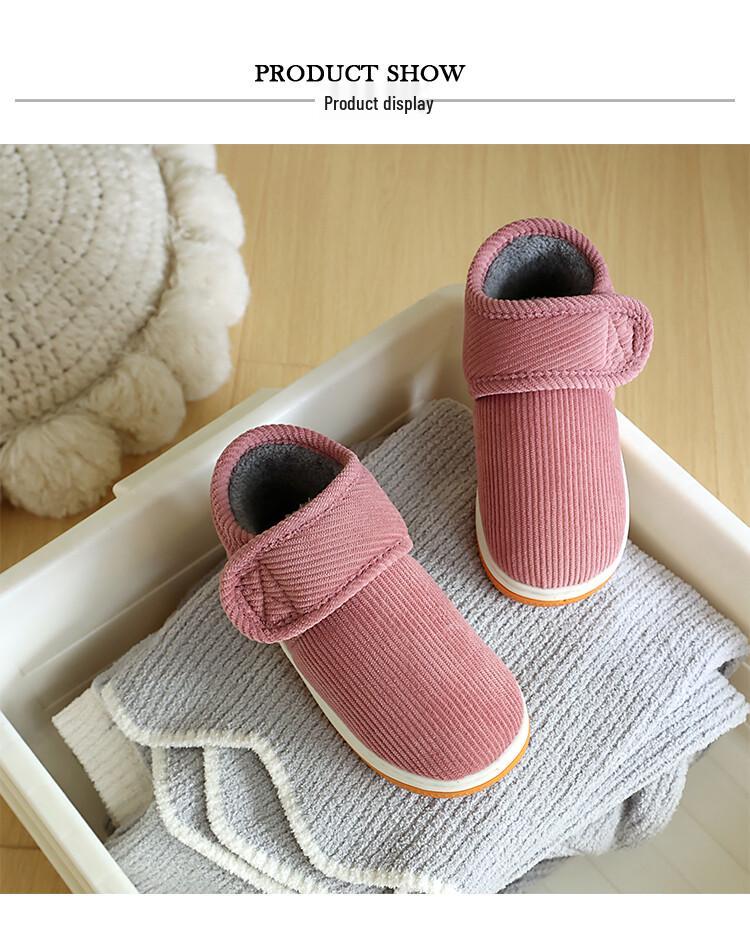 Jungen Winter rutschfeste Kuhsehnensohle Baumwollschuhe, verdickte Sohle, Klettverschluss, warme Hausschuhe für drinnen/draußen für Damen