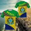 Quick Dried Brazilian Football T-shirts Men's Brazilian Flag Printed Short Sleeve Summer Sports Fitness Wear Fashion Men's Tops