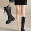 Autumn High Boots Long Boots Women's Lace-up Women's Shoes Knight Boots Thick Soles But Martin Boots New Knee Fashion