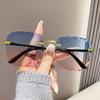 Verloop Bril Dames Uv Bescherming Shades Zonnebril Eenvoudige Dames Vierkant Randloos Bril