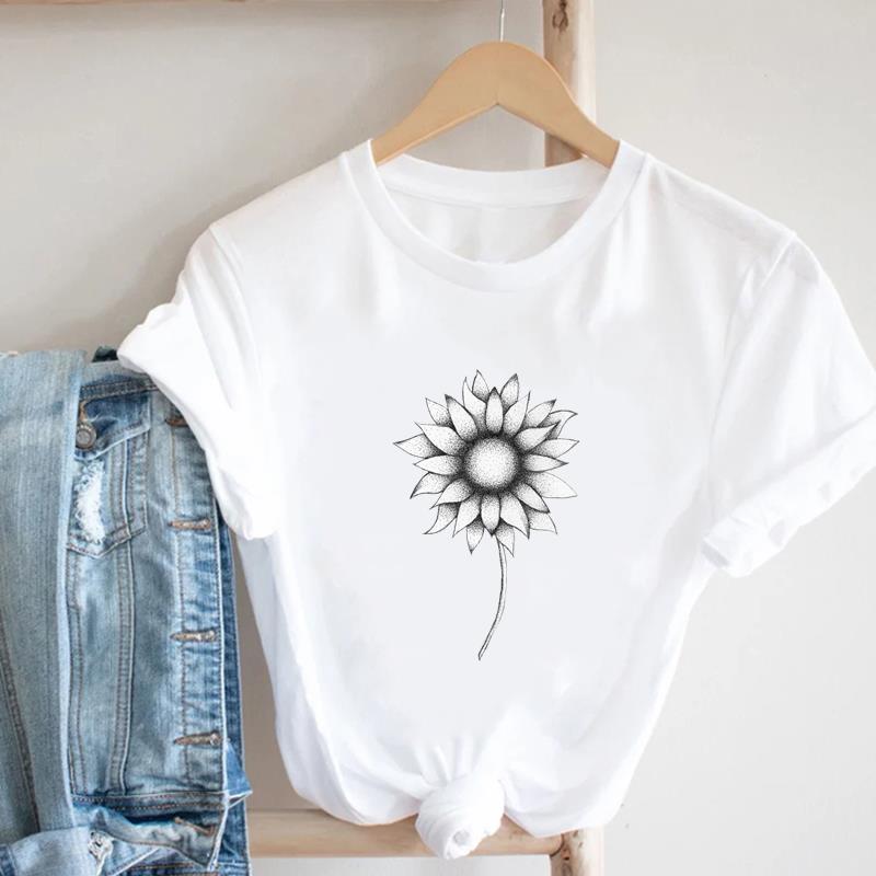 (Asian Size)Tee Top Fashion T Shirt Butterfly Lovely Trend Cute Style Casual Women Clothing Print Lady Female Short Sleeve Graphic T-shirt