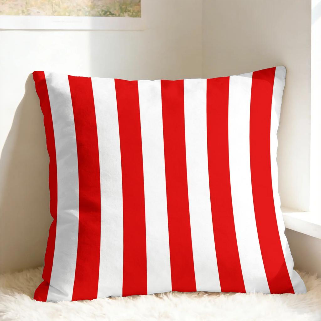 Red And White Striped Pillow Cover Soft Cushion Cover Fashion Pillow Case For Sofa Couch Bed Living Room