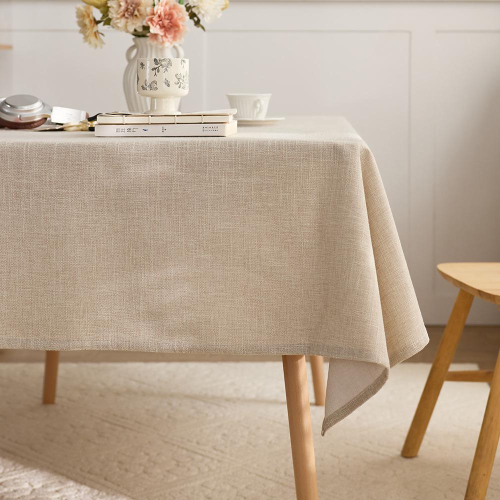 Solid Color Thickened Durable Cotton Linen Tablecloth Rectangle Dining Table Cover Luxury Advanced Sense Versatile Coffee Table Mat Decorative