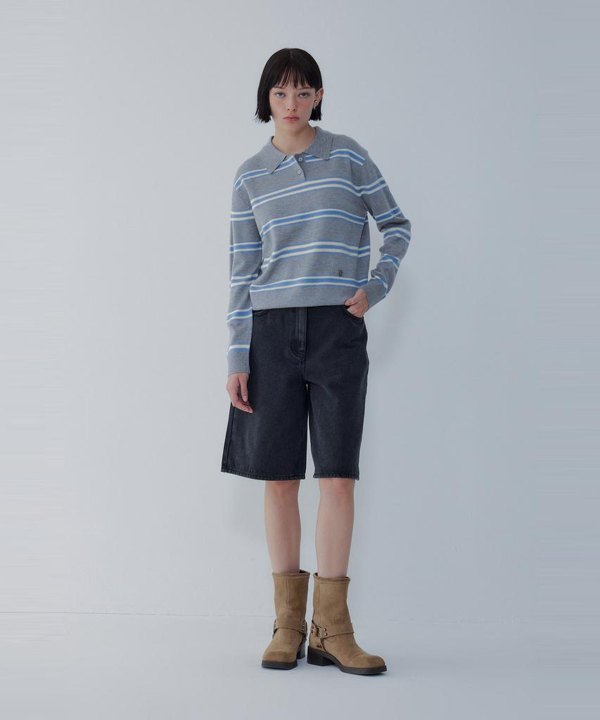 Bobeu Wool Blend Stripe Pullover_Melange Gray 7156150003