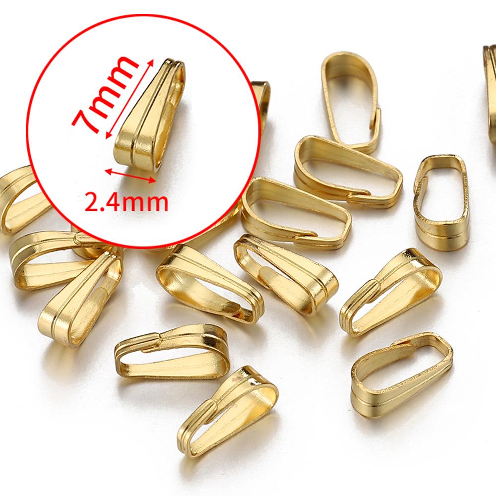 50pcs Stainless Steel Buckle Clasp for Pendants Charm Connectors Clip Pinch Bail Clasp Necklace DIY Jewelry Making Accessories