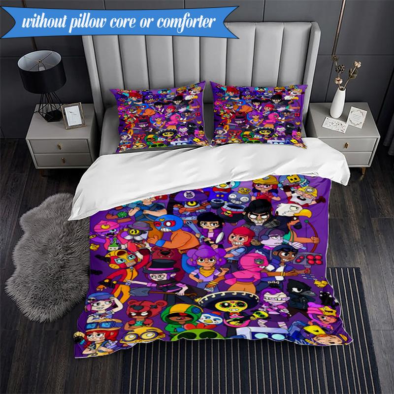 Game Brawl Adventure Heroes 3pcs K-pop Music Group Bedding set,Ideal for Bedroom, Dormitory,Including Duvet Cover And 2pcs Pillowcases,Fan Gifts